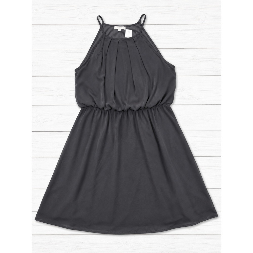 Janette Plus Black Halter Neck Blouson Dress‎ 2XL Pleated High Neck Cocktail